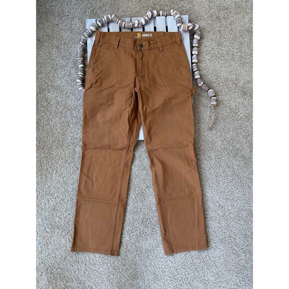 Carhartt Relaxed Fit Straight Rugged Flex Duck Dunagree Carpenter Brown Pants - Picture 2 of 11